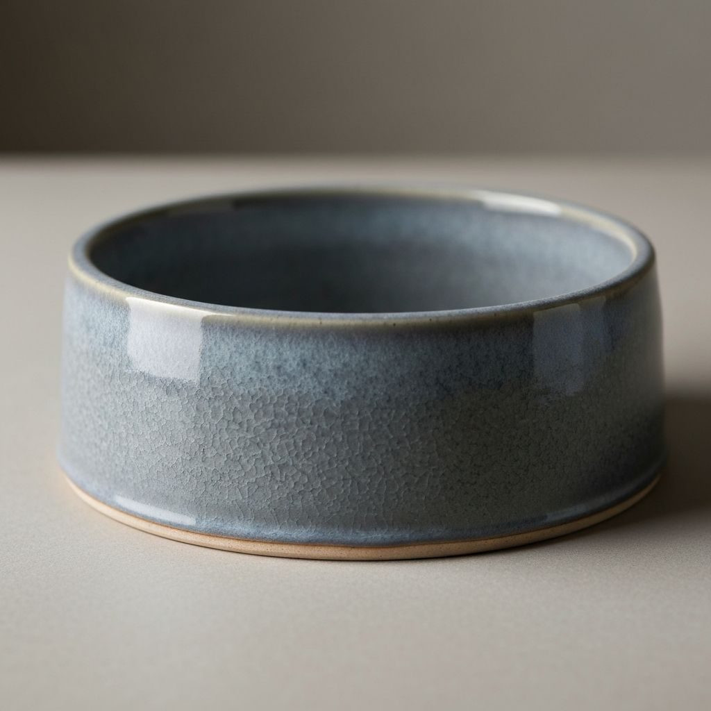 Grauer Keramiknapf mit strukturierter Glasur-Oberfläche