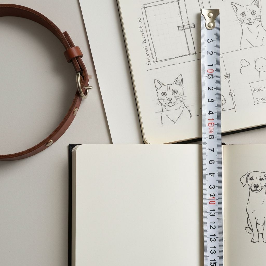 Messung eines Halsbands auf Notizbuch